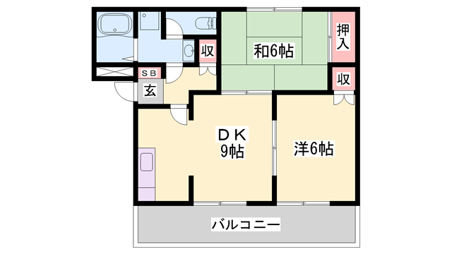 ピュアパレス(2DK/2階)の間取り写真