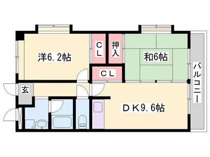 ノーブル・ヴィレッジ(2DK/3階)の間取り写真