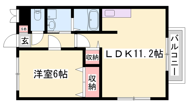 イーグレットハウスA棟(1LDK/2階)の間取り写真