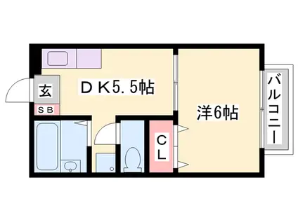 プラムK(1DK/2階)の間取り写真