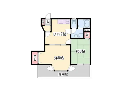 トゥー・ル・モンドSB(2DK/1階)の間取り写真