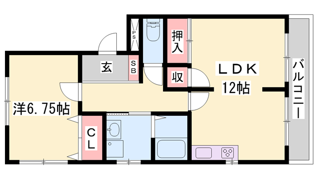 エクレールM(1LDK/1階)の間取り写真