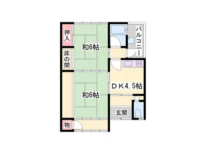 山陽本線 英賀保駅 徒歩14分 1階建 築40年(2DK)の間取り写真