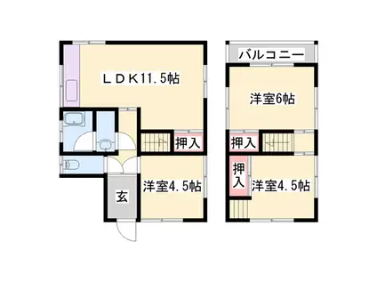 山陽電気鉄道本線 伊保駅 徒歩16分 2階建 築51年(3LDK)の間取り写真