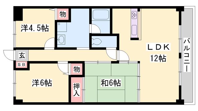 高岡中村コーポパートⅡ(3LDK/11階)の間取り写真