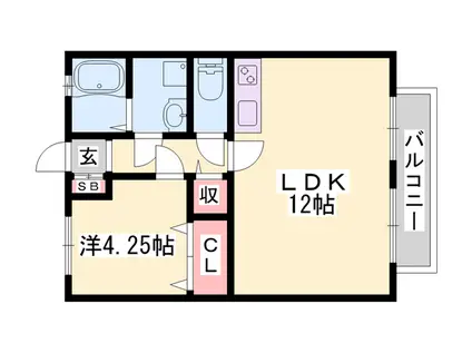 三船ハイツ(1LDK/1階)の間取り写真