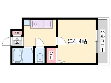 ビーフォレスト姫路イースト(1K/8階)の間取り写真