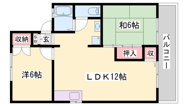 エクセレントパレス A棟(2LDK/2階)の間取り写真