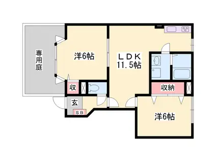 フラッツ今市Ⅰ(2LDK/1階)の間取り写真