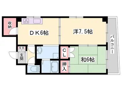 エルヴィエント花北(2DK/3階)の間取り写真