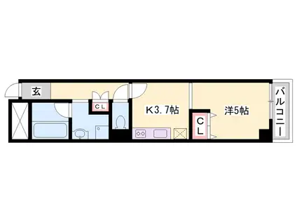 リゾティ城南(1DK/7階)の間取り写真