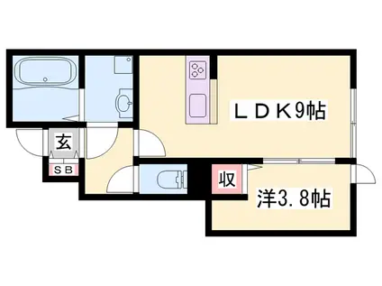 GREEN BELL赤穂(1LDK/1階)の間取り写真