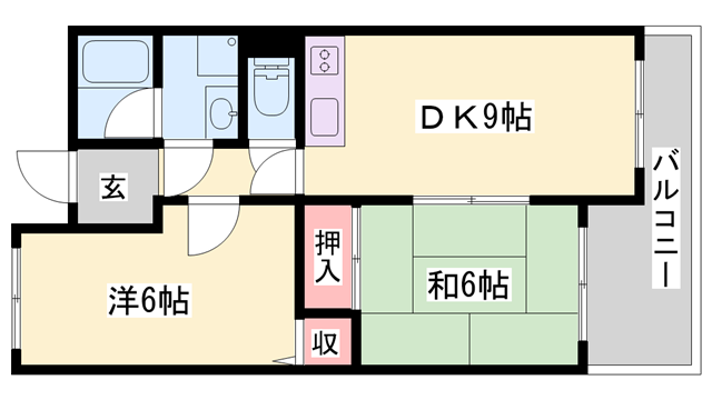ブリージェ姫路(2LDK/4階)の間取り写真