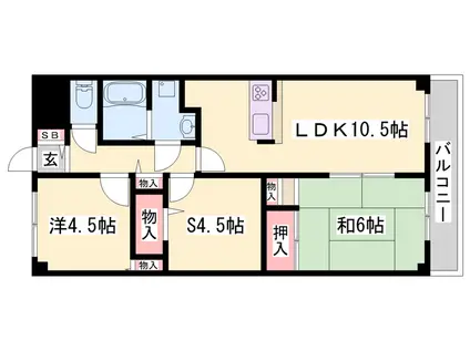 セザール加古川A棟(2SLDK/2階)の間取り写真