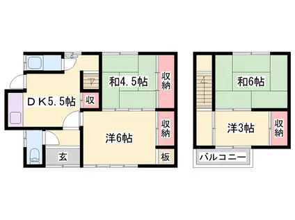 姫新線 播磨高岡駅 徒歩34分 2階建 築56年(4DK)の間取り写真