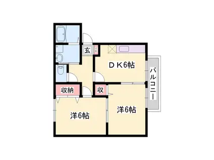 コンフォーレ今宿(2DK/1階)の間取り写真