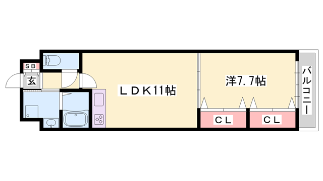 ルークレジデンスNUEVE(1LDK/9階)の間取り写真