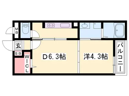 フィレールデュトラジャⅦ(1DK/2階)の間取り写真