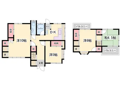 姫新線 播磨高岡駅 徒歩20分 2階建 築63年(4DK)の間取り写真