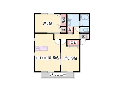サンビレッジ瑞景D棟(2LDK/2階)の間取り写真