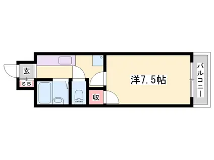 ハイメゾン緑が丘西(1K/2階)の間取り写真