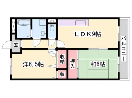 クレストII(2LDK/1階)の間取り写真