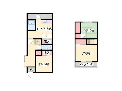 山陽本線 土山駅 徒歩15分 2階建 築56年(3DK)の間取り写真