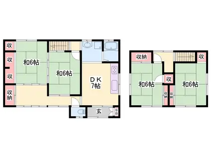 姫新線 東觜崎駅 徒歩8分 2階建 築46年(4DK)の間取り写真