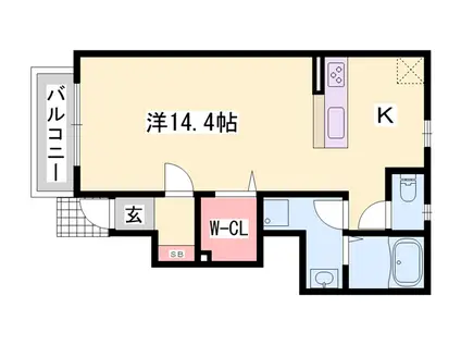 グレートリバー・Y(1K/1階)の間取り写真