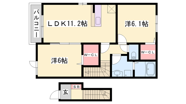 ラフレシールあぼしE(2LDK/2階)の間取り写真