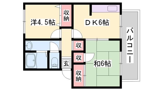メゾンA(2DK/2階)の間取り写真