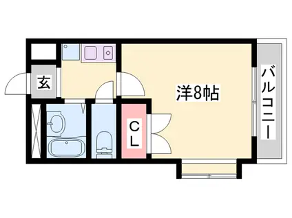 リバーサイド市川(1K/2階)の間取り写真