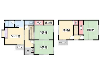 姫新線 播磨高岡駅 徒歩25分 2階建 築46年(4DK)の間取り写真