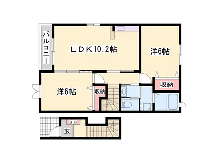 フラットワンA(2LDK/2階)の間取り写真