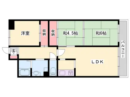 藤和東加古川ハイタウン B棟(3LDK/6階)の間取り写真