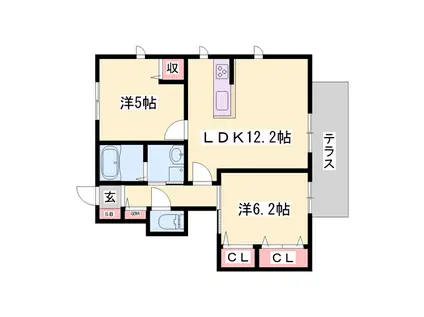 MASTCOURT加古川南(2LDK/1階)の間取り写真