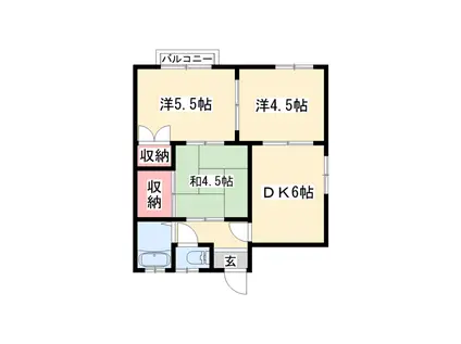 タウンハウス野村B棟(3DK/2階)の間取り写真