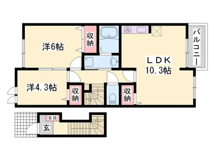 プロスペリティ-115(2LDK/2階)の間取り写真