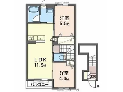 リビエラ(2LDK/2階)の間取り写真