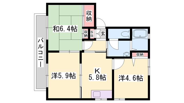 ディアス21(3K/2階)の間取り写真