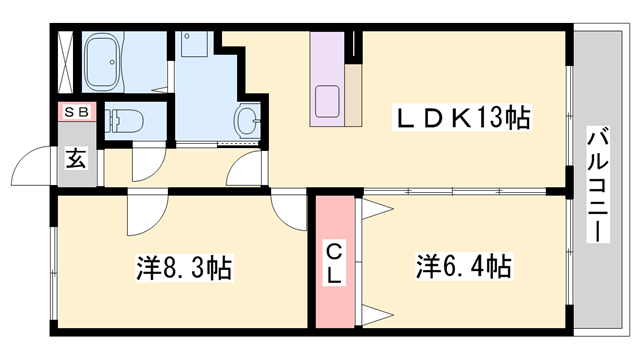 智頭急行 苔縄駅 徒歩23分 3階建 築25年(2LDK/2階)の間取り写真