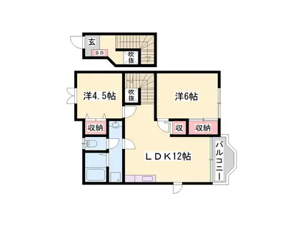 サンクレールⅡ(2LDK/2階)の間取り写真