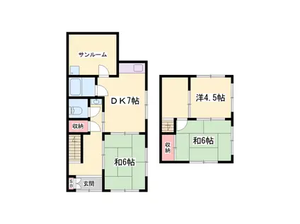 山陽本線 宝殿駅 徒歩25分 2階建 築55年(3DK)の間取り写真