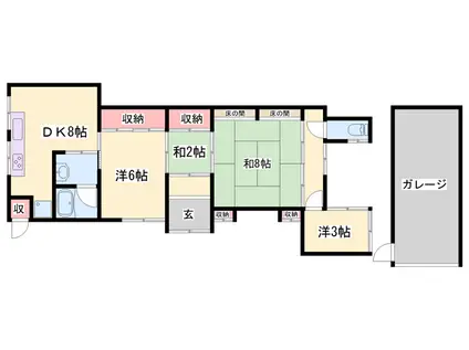 播但線 野里駅 徒歩17分 2階建 築86年(3DK)の間取り写真