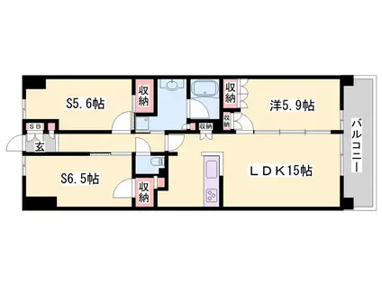 ウエリス姫路(2SLDK/8階)の間取り写真