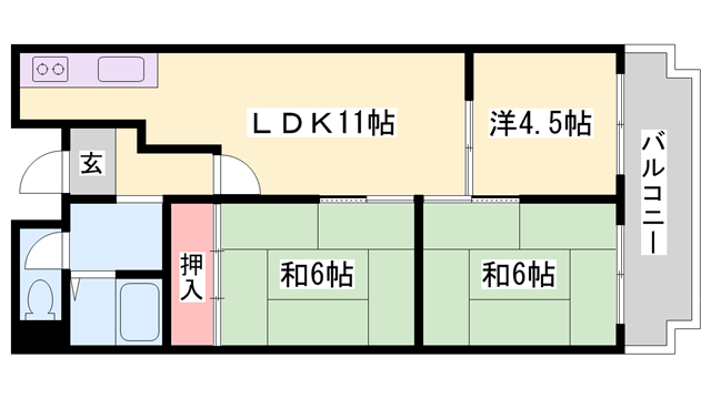 メゾン今在家(3LDK/2階)の間取り写真