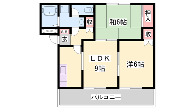 ピュアパレス(2DK/1階)の間取り写真