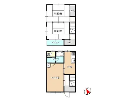 ウインディヒルズA棟(3DK/2階)の間取り写真