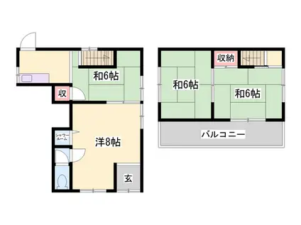 加古川線 加古川駅 徒歩7分 2階建 築70年(4K)の間取り写真