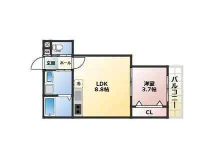 ALEGRIA姫路京口(1LDK/1階)の間取り写真
